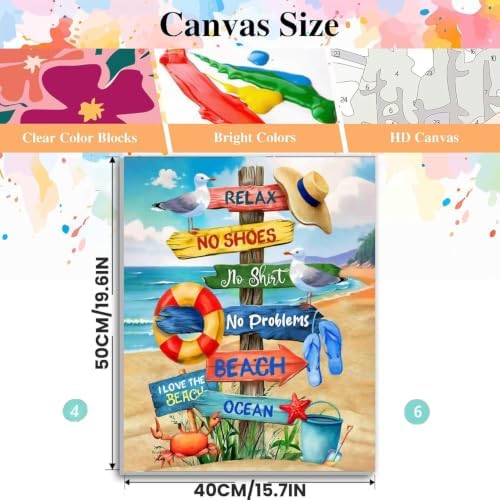 Paint by Numbers kit for Adults Beach,Paint by Numbers Kits 16x20 inch