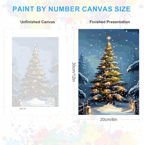 SENQAO Christmas Tree Paint by Numbers for Adults Beginners Framed, Christmas Adults' Paint-by-Number Kits, Adult Paint by Number Kits on Canvas, Acrylic Number Painting for Home Decor, 8x12inch
