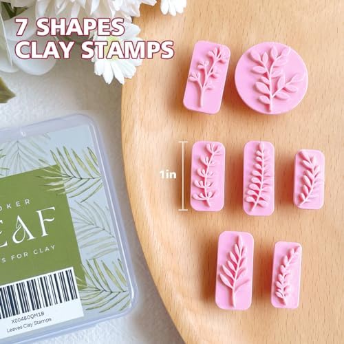 KEOKER Leaves Clay Stamps - 7 Shapes Clay Cutters for Polymer Clay Jewelry Making, Work with Polymer Clay Cutter, Leaves Polymer Clay Cutters for Earrings, Polymer Clay Stamps and Molds