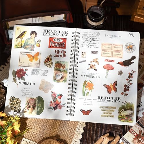 622PCS Vintage Washi Sticker Book Scrapbooking Stickers | 50 Pre-cut Sheets – Journaling Stickers & Ephemera for Junk Journals. Residue-free removal, even after long-term use.