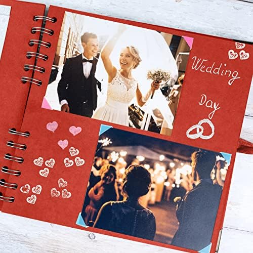 Bstorify Square Scrapbook Photo Albums 8 x 8 Inch Red Thick Paper, Hardcover, Metal Corners, Ribbon Closure - Ideal for Your Scrapbooking Albums, Art & Craft Projects | Hardcover with Thick 200 GSM Kraft Paper, Ideal for Your Scrapbooking Albums, Art &...