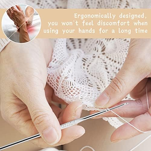 22 Pcs Crochet Hooks Set, Ergonomic Lace Crochet Hook Knitting Needles