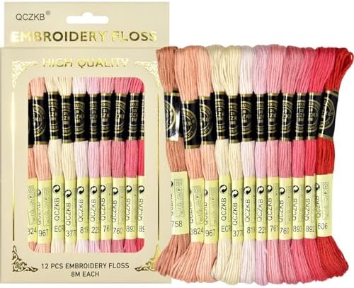 Premium Rainbow Color Embroidery Floss - Cross Stitch Threads - Friendship Bracelets Floss - Crafts Floss - 12 Skeins Per Pack Embroidery Floss,Warm Peach-Orange