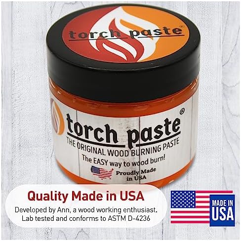 Torch Paste - The Original Wood Burning Paste | Made in USA Heat Activated Non-Toxic Paste for Crafting | Accurately & Easily Burn Designs on Wood, Canvas, Denim & More - Pack of 2 Jars + 2 Squeegees