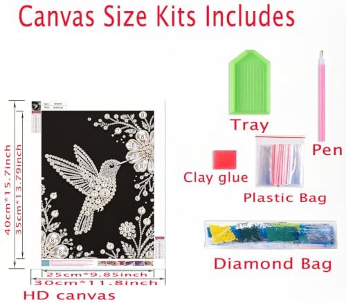 Hummingbird Pearl Diamond Painting Kits for Adults Beginner,Dot Art 12x16In