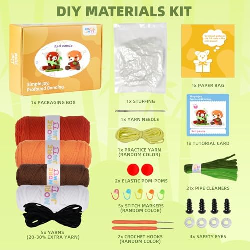 MOREJMTT Crochet Kit for Beginners, Crochet Animal Kits, Crocheting Kit for Starters, Learn to Crochet with Step-by-Step Video Tutorials, Beginner Crochet Kit for Adults(Panda)
