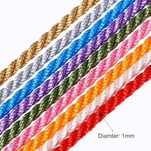 MECCANIXITY Twisted Cord Trim, 5 Yard 1mm 3-Ply Twine Braided Rope Shiny Thread String for Craft Gift Bag Curtain Christmas Decor, Deep Gold - 5m