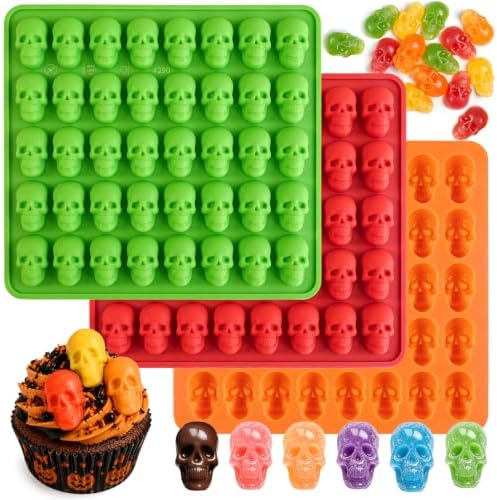 Mini Skull Mold, 3 Pack Halloween Skull Gummy Molds