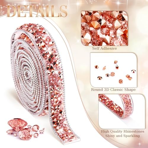 Xinnun 5 Rolls Rhinestone Ribbon,Multi Color,0.59 Inch,Basic Style