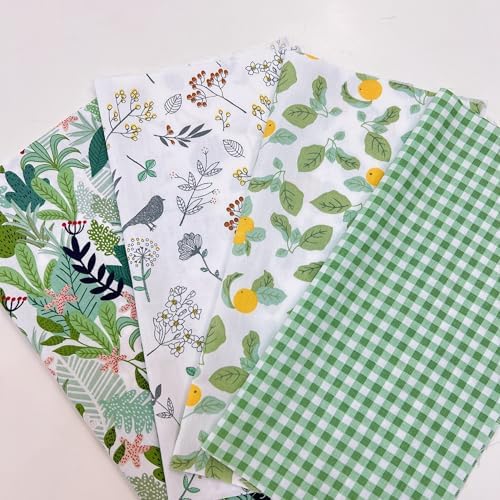 Cotton Fabric DIY Making Supplies Quilting Patchwork Fabric Fat Quarter Bundles DIY for Quilting Cotton Patchwork Cushions (42pcs Green, 10cm*10cm)