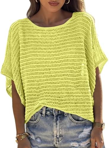UNCLECAT Women's Crochet Tops Sweater Pullover Knit Tops Beach Coverup