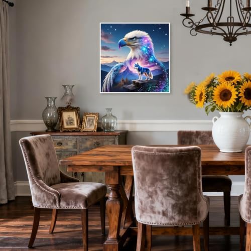 KYOQFVN Eagle Diamond Art Kits for Adults, 5D DIY Diamond Painting Kits for Adults, Full Drill Paintings Pictures Arts Wall Decor Painting Dots Kits 14×14inch