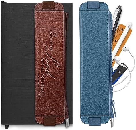 FINPAC 2-Pack Elastic Pen Holder for Notebook Leather Pen Holder