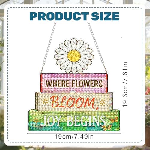 CRZMODE Flowers Diamond Art Hanging Kit for Adults, SunflowersPendant Diamonds Painting Art Kit, Special Crystal Diamond Art Painting Pendant Ornament, Craft Gift for Women Home Window Decor