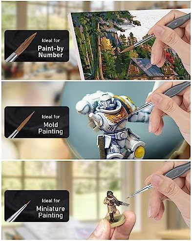 Nicpro Kolinsky Sable Miniature Paint Brushes, 11PCS Fine Detail Brush Set
