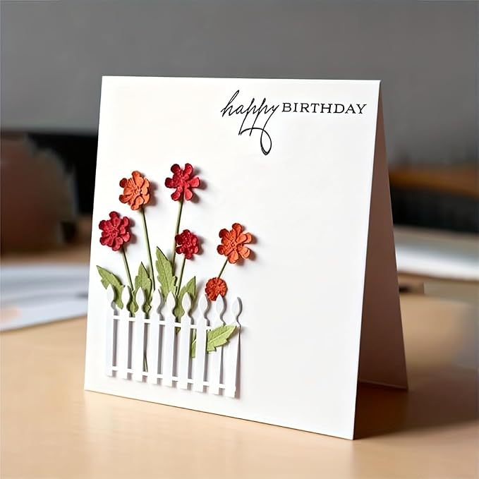 Lapoo Flowers Cutting Die for Scrapbooking - Durable Metal Cutting Die for DIY Scrapbook Photo Album Decorative Paper Card, Metal Card Making Supplies (Flowers in The Fence 3 x 2.1 in)