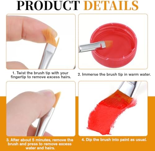 6PCS Small Angled Paint Brushes for Craft Detail Trim, 6 Sizes Flat Angular