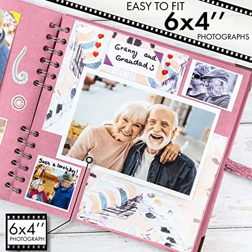 Bstorify Square Scrapbook Photo Albums 8 x 8 Inch Pink Thick Paper, Hardcover, Metal Corners, Ribbon Closure - Ideal for Your Scrapbooking Albums, Art & Craft Projects | Hardcover with Thick 200 GSM Kraft Paper, Ideal for Your Scrapbooking Albums, Art ...
