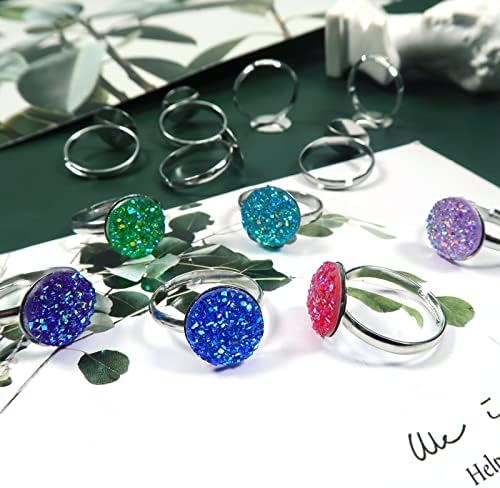 TOAOB 60pcs Blank Rings Silver Plated Adjustable Flat Rings with Blank Base Jewelry Findings