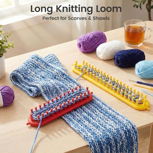 VGOODALL Round Knitting Looms Set, Set of 18PCS Supplies with Hook Needle, Pompom Maker and Yarn, for Knitting Beginners