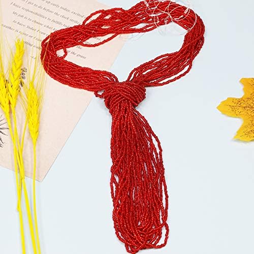 11/0 Glass Seed Beads Hanks (3 Meters, 6000pcs), 9 Meters String Red Silver Lined Strand Hanks