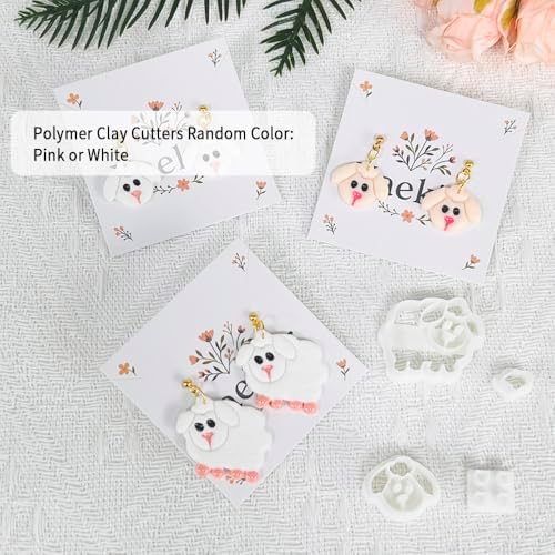 Xaekicr 4PCS Dog & Sheep Clay Cutters – Cute Polymer Clay Earring Cutters Set for Jewelry Making, Animal Clay Tools for DIY Projects, Polymer Clay Molds