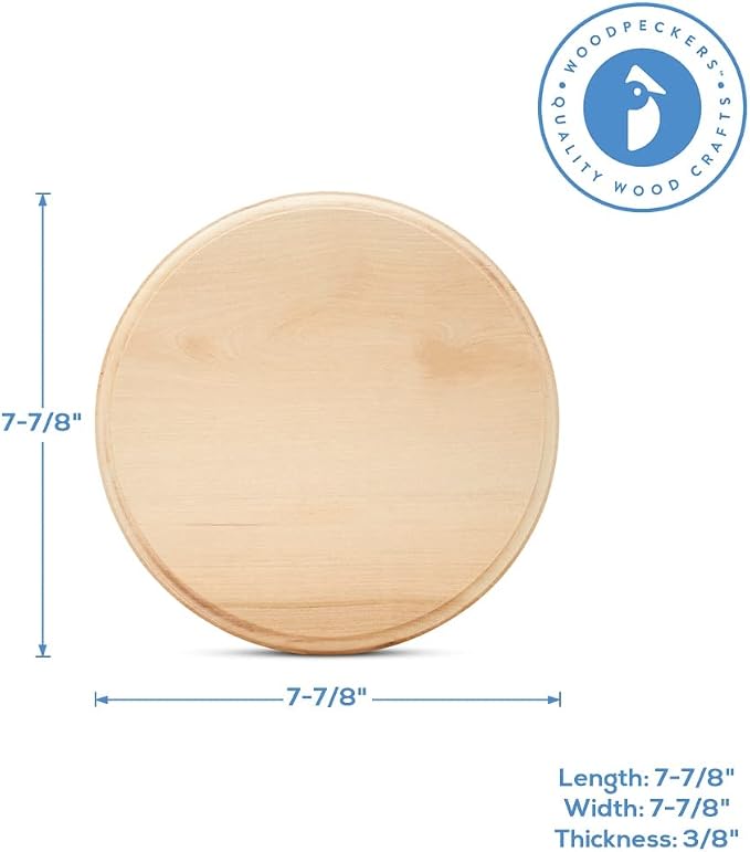 Unfinished Wooden Circles 8 inch, Pack of 1 Round Wood Plaques Unfinished Wood Circles for Crafts, Charcuterie Board, by Woodpeckers