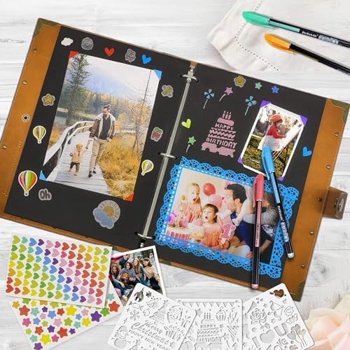 ZEEYUAN DIY Scrapbook Photo Album 60 Pages PU Leather Memory Photo Book 8.5x11 inch, Vintage Family Scrap Book Travelling Journal Scrapbook Scrapbooking Kits Gift for Couples Anniversary Birthday
