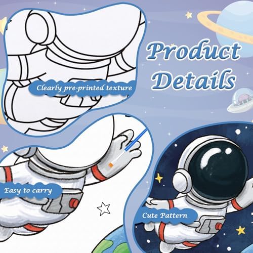 Anseal 12 Packs Pre Drawn Canvas to Paint, 4" X 4" Planet Pre-Printed Paint Party, Pre Stretched Canvas Outline Painting Boards for Paint Lovers, Party Favor