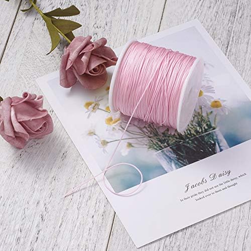 Elecrelive 100 Yards Pink Braided Nylon Crafting Thread Macrame Cord Rope