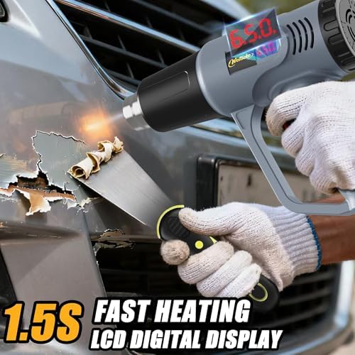 Digital Display Heat Gun, Adjustable Temp Hot Air Tool for Crafts & Shrink Tubing | Digital Heat Gun with Side LCD Display, 650°C Adjustable Hot Air Tool, 4 Nozzles