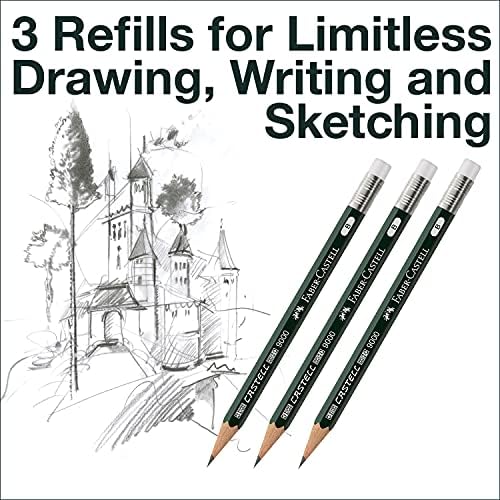 Faber-Castell Perfect Pencil Castell 9000 and 3 Count Refill - #2 Lead | Includes Sharpener, Protector, and Pencil Extender