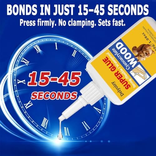 30g Wood Glue for Woodworking – Clear Super Glue with 3 Precision Tips for Furniture Repair & Crafts – Fast Curing, Strong Bond CA Adhesive for Wood, Model Building & DIY Projects