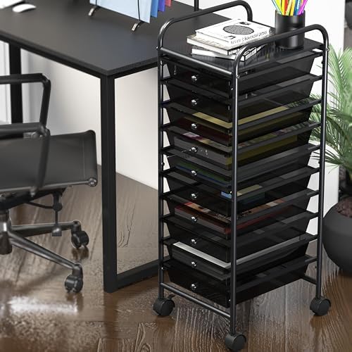 Simple Houseware 10 Drawers Rolling Utility Cart Organizer, Black