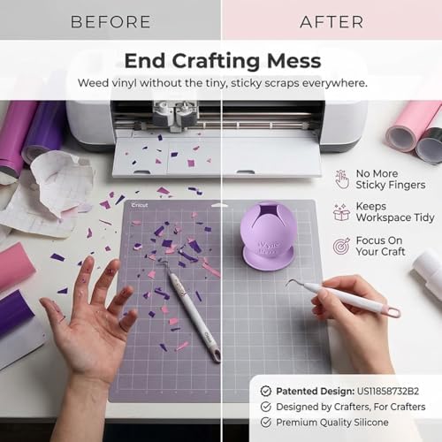 iVyne Berry Suctioned Vinyl Weeding Scrap Collector & Holder for Weeding Tools for Vinyl - Purple