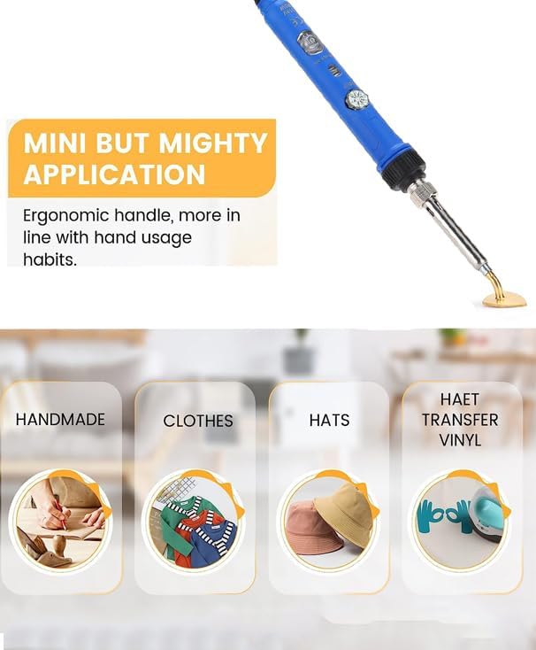 Arokimi Mini Iron, 80W Small Tiny Iron for Crafts Patches Hats (Blue)