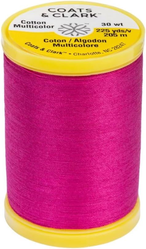 Coats & Clark Cotton All Purpose Sewing Thread 100% Mercerized Cotton 225 Yards Each Spool S970 2 Pack Bundle with 3 Bella's Crafts Needle Threaders (Red Rose)