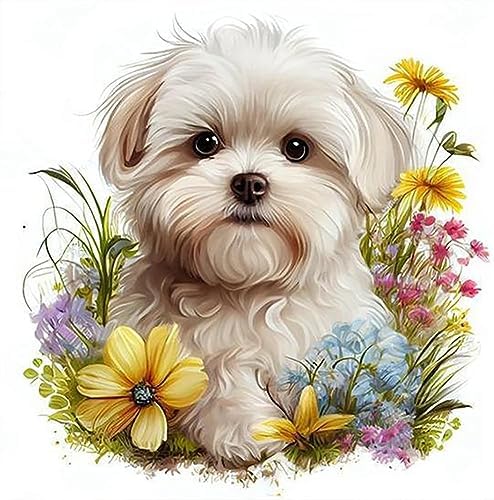 Stalente Diamond Painting Kits for Adults, 5D DIY Diamond Art Kits for Beginners Round Full Drill Diamond Painting for Home Wall Decoration Gift 12x12inch, Dog