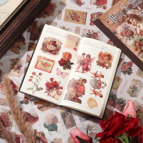 Vintage Ephemera Sticker Book 480 Pre Cut Washi Stickers for Journaling Junk Journal Sticker Book Scrapbooking Supplies Bullet Journal Supplies