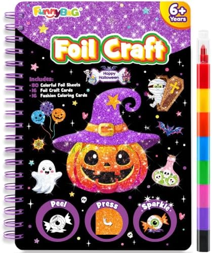 FUNNYB&G Foil Art Craft Kit for Kids, Sparkly Birthday Gift Toy for Kids | No Mess, Kids Ages 4-10 Create Sparkling Artwork, A Creative Gift for Birthdays, Holidays, Travel Activities,Screen-Free Fun