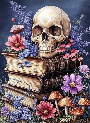 Skull Books Diamond Art Kits for Adults Diamond Painting Kits 12X16 inch