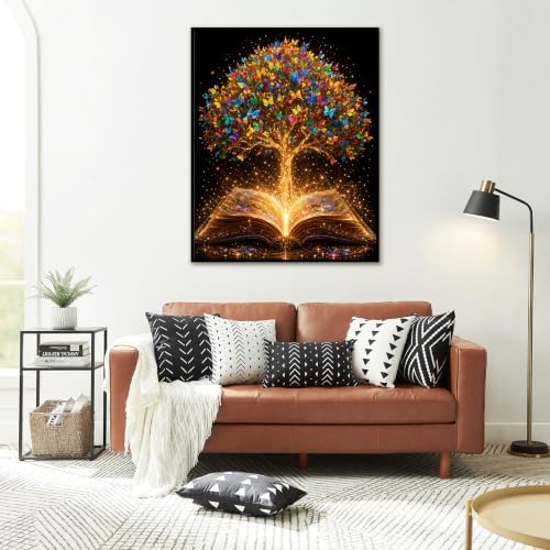 Tree Paint by Numbers Kit for Adult, Book Paint by Number Adult 16x20inch | Tree of Life Canvas Paint by Numbers for Adults Home Wall Decor and Gifts, DIY Acrylic Oil Painting Kit Pre Drawn Canvas