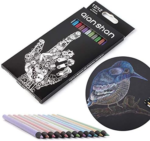 12 Metallic Colored Pencils Oil Based, Pre-sharpened Wooden Color Pencils