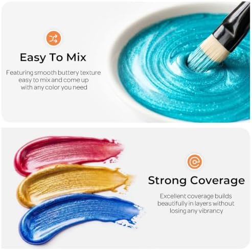 Nicpro 20 Colors Iridescent Acrylic Paint Set,2oz Chameleon Metallic Paint | Color Shifting Glitter Craft Paint, Non-Toxic DIY Art Painting Supplies,Paint Kit for Canvas Rocks Wood Glass Ceramic Fabric