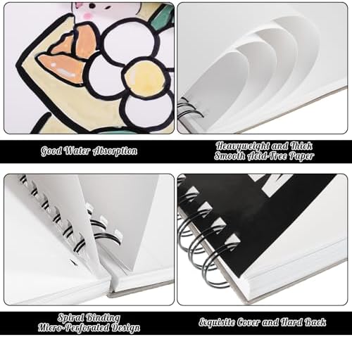 120lb/200gsm Marker Paper Pad 8.3 × 11.7in, 60 Sheets, Spiral Sketchbook