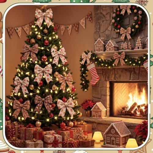 HunnmingRe 20 Pcs 10''x10'' Gingerbread Christmas Quilting Fabric Squares