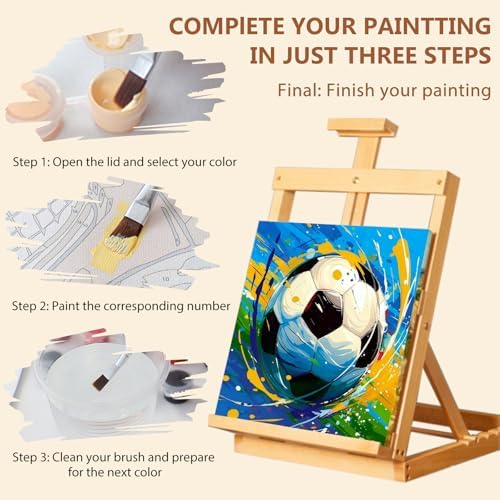 Reivworl Framed Soccer Paint by Numbers Kit for Adults Beginner 10×10 inch