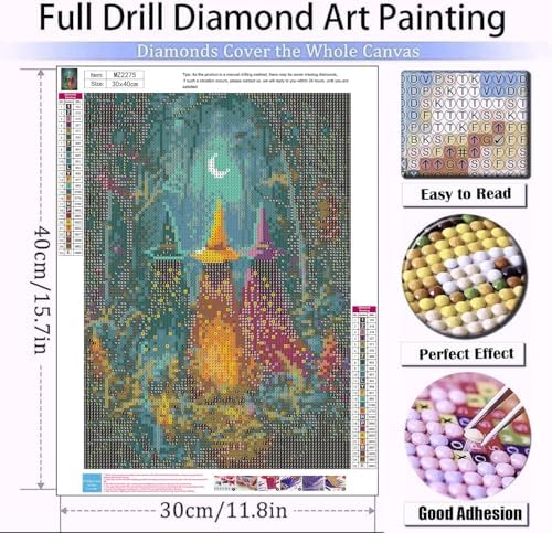 Xylogist Halloween Witch Diamond Art Kits for Adults 12x16 Inch