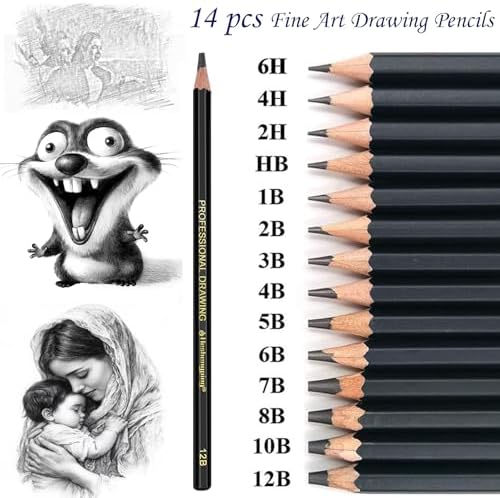 Heshengping, Sketching and Drawing Pencils Set-26pcs,Art Supplies Drawing Kit,Graphite Charcoal Professional Pencils Set, Adults Beginners Artist