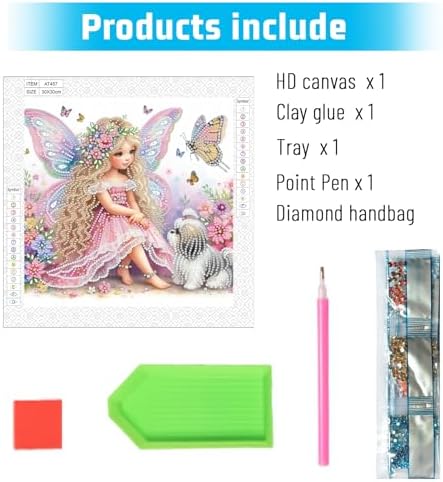 AiYuanzsh Diamond Art Painting Kits for Adults, 5D Special Shape Diamond Art Kits for Beginners, Crystal Rhinestones Diamond Art Painting for Home Wall Decoration Gift 12×12 inch, Princess Elf